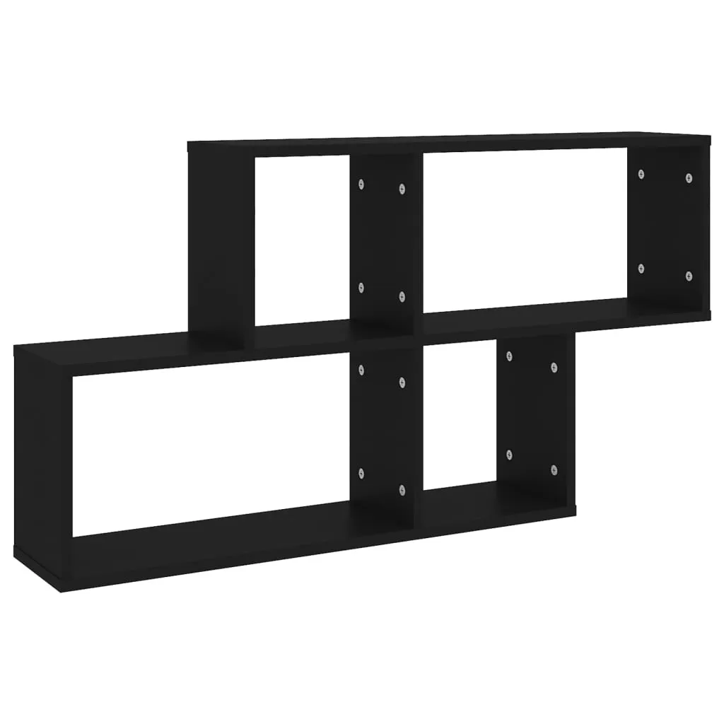 Libreria Sospesa Nera 100x18x53 cm - Scaffale Design Minimal Legno
