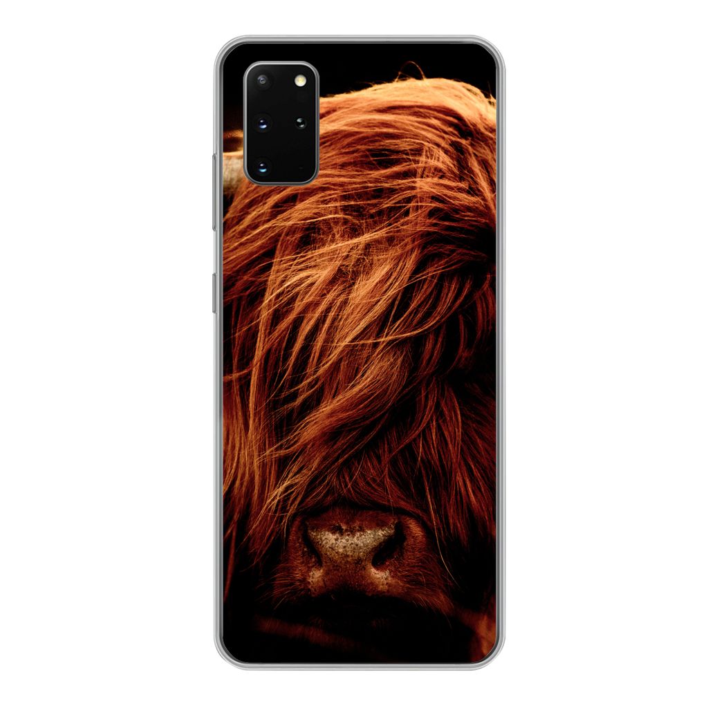 MuchoWow Handyhülle Schutzhülle Hülle für Samsung Galaxy S20 Plus Schottischer Highlander - Kuh - Hörner - Porträt - Tiere Silikon Softcase...