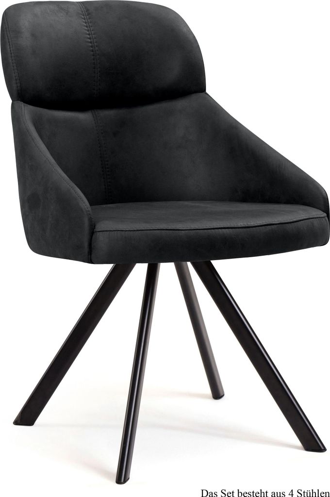 Esszimmerstuhl drehbar (4er-Set) Diann 52x82x63 Schwarz/Anthrazit