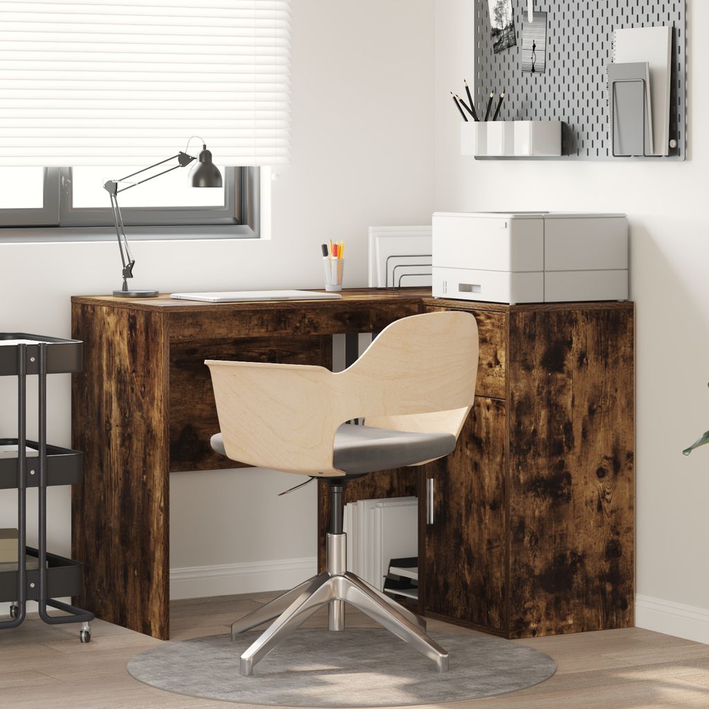 Desgin Eckschreibtisch Geräucherte Eiche 102x88x75 cm Holzwerkstoff - Schreibtische 3337277
