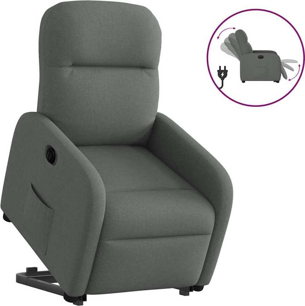 Relaxsessel mit Aufstehhilfe Elektrisch Dunkelgrau Stoff
