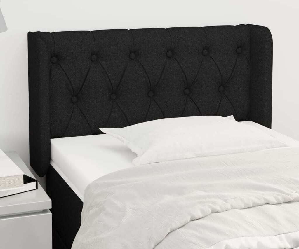 Cloris Designermöbel Kopfteil mit Ohren Schwarz 83x16x78/88 cm Stoff 2024 Neu
