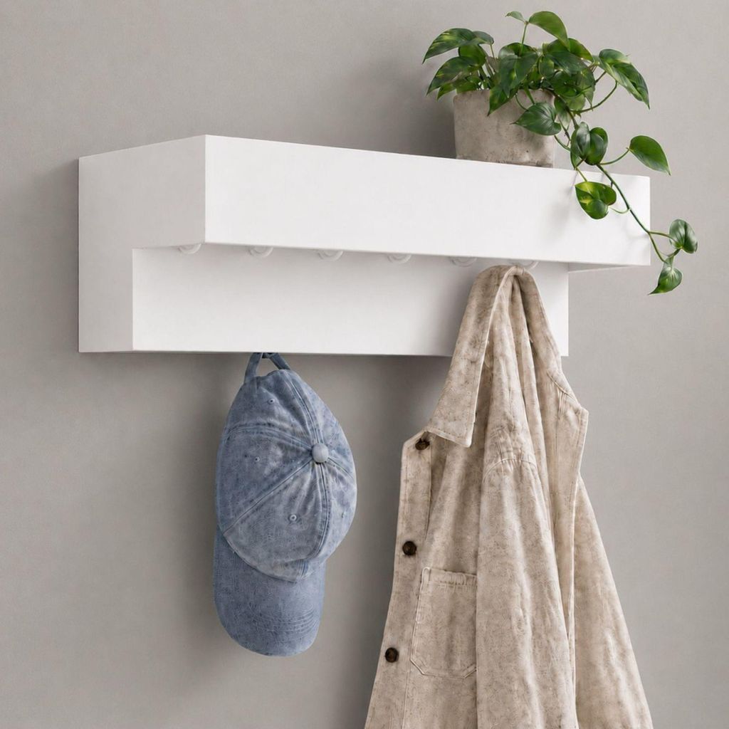 DanDiBo Wandgarderobe met opbergruimte, 60 cm, metaal, wit, Productafbeelding 