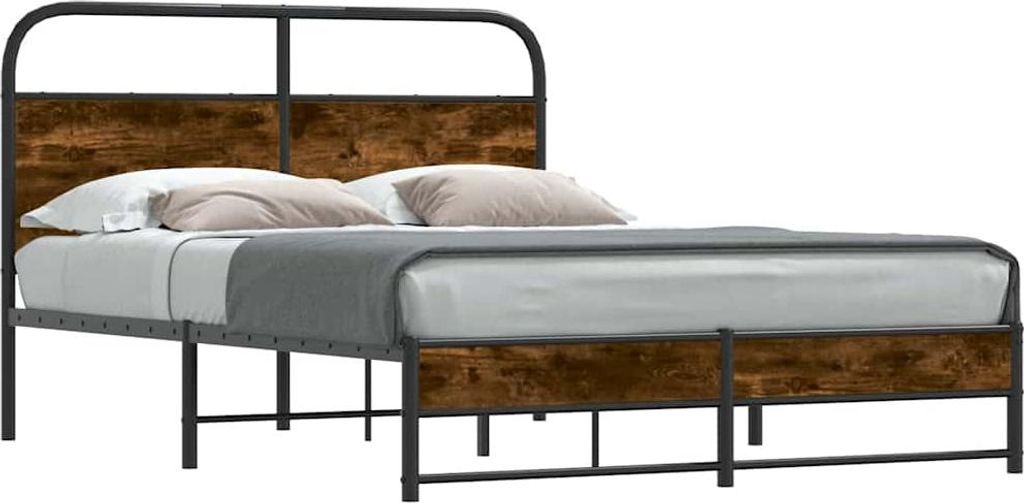 vidaXL Bettgestell ohne Matratze 140x200 cm Räuchereiche Holzwerkstoff
