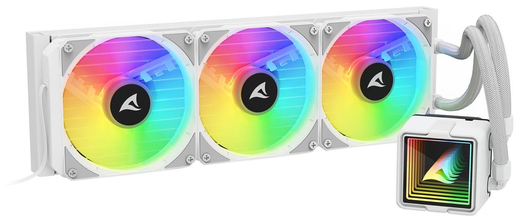 Sharkoon S100 ArGB Wasserkühlung (weiß, 4-Pin-PWM-Lüfteranschluss)