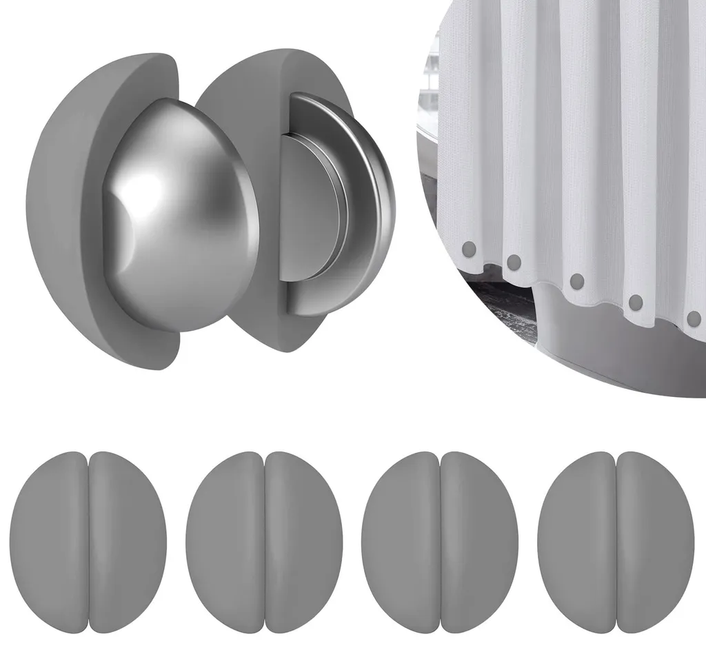 Lests pour rideaux de douche en acier inox aimantés 5 paires gris