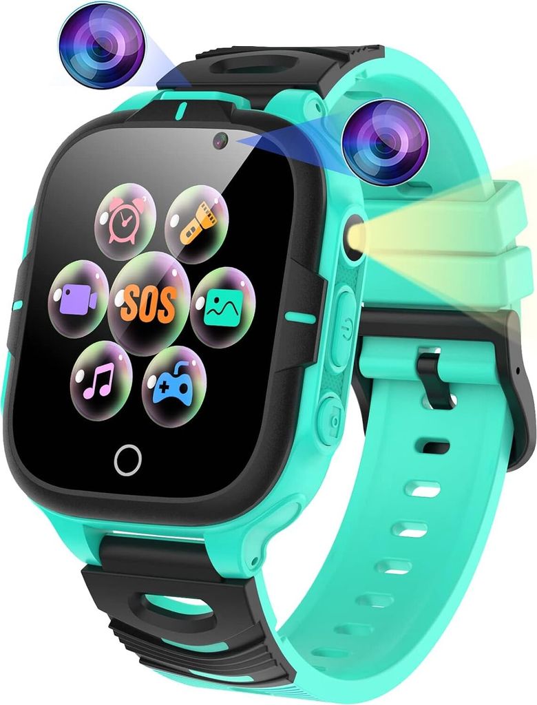 Kinder-Smartwatch mit Telefon – Handyuhr, Kinder-Smartwatch mit Anruffunktion, SOS 24 Spiele, Wecker, Schulmodus, Musik-Player