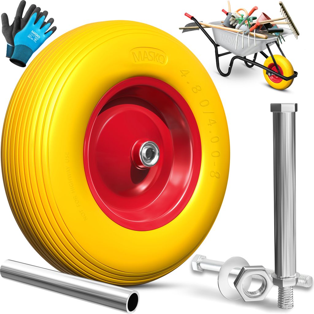 MASKO® PolyurethanSchubkarrenrad Vollgummi 200 kg Produktbild