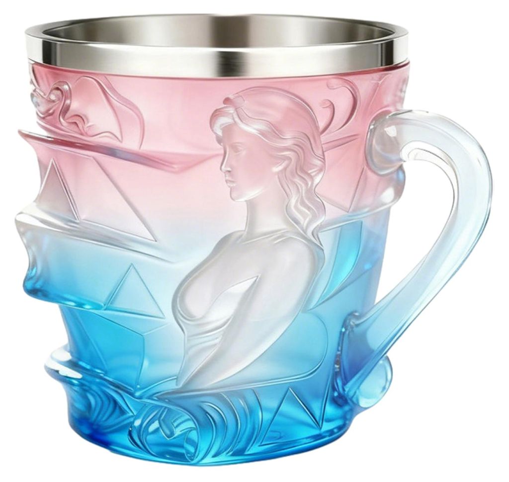 Kaffeebecher mit 3D-Bücherstapel-Motiv, aus Kunstharz und Edelstahl, mit ergonomischem Griff und auslaufsicherem Boden – ideal zum Lesen.
