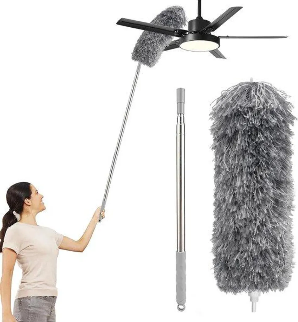 Plumeau Télescopique 2.5m Tête Flexible - Dépoussiérant Plafond & Ventilateur