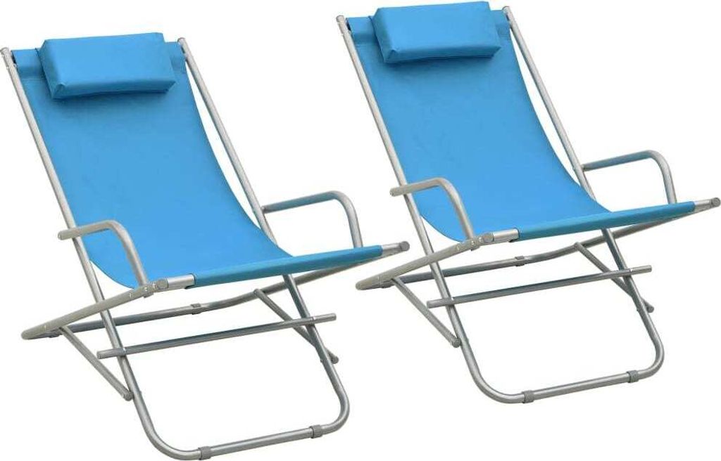 "2026 Promotion" Schaukelstühle 2 Stk. - Hohe Qualität - Stahl Blau - Gartenliegen CC4724