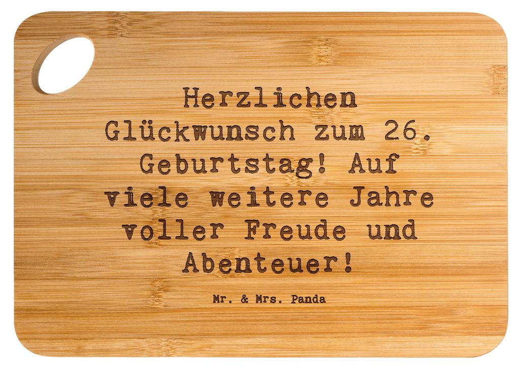 Mr. & Mrs. Panda Frühstücksbrettchen Spruch 26. Geburtstag - Transparent - Geschenk, Schneidebrett, Küchenbrett, Freundschaft, Geburtstagsgesche...