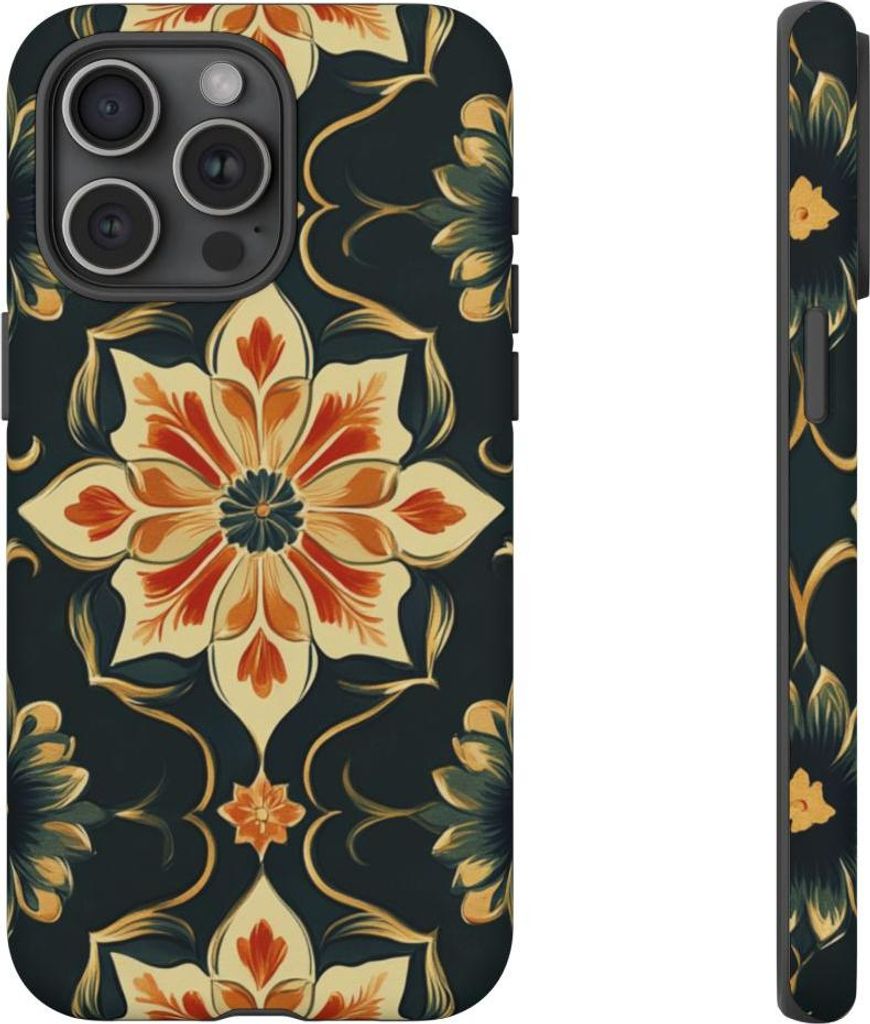 Elegantes Blumenornament – Hülle Kompatibel mit iPhone 15 Pro Max