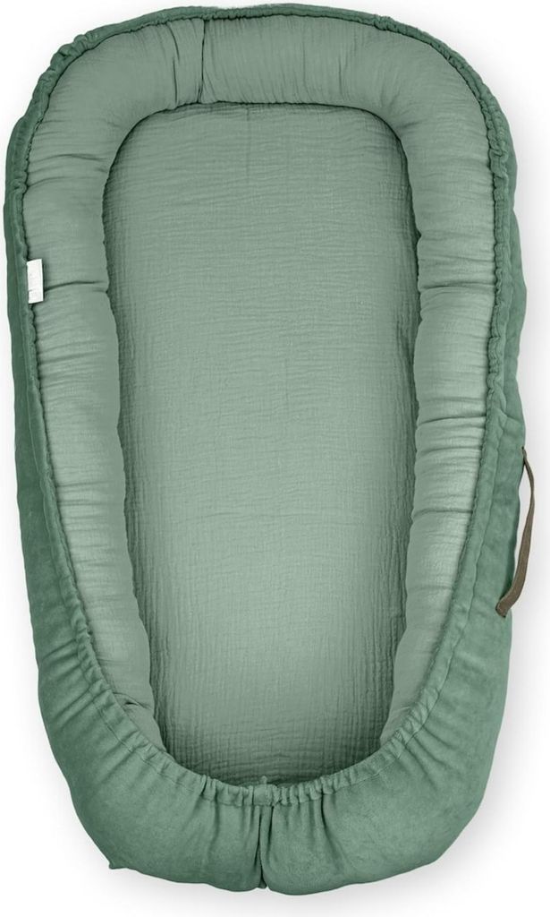 Babynest für Neugeborene Grün – Weiches Kuschelnest aus Baumwolle & Velours, Hypoallergen, Tragbares Baby Lounger für 0–8 Monate, Komfort & ...