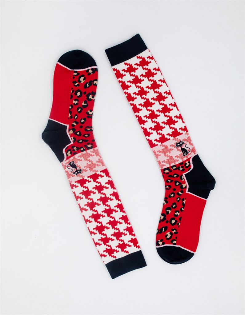 MEGAGROUP 2 Paar Casual Strümpfe Stricksocken Größe 35-39 Leopardenmuster