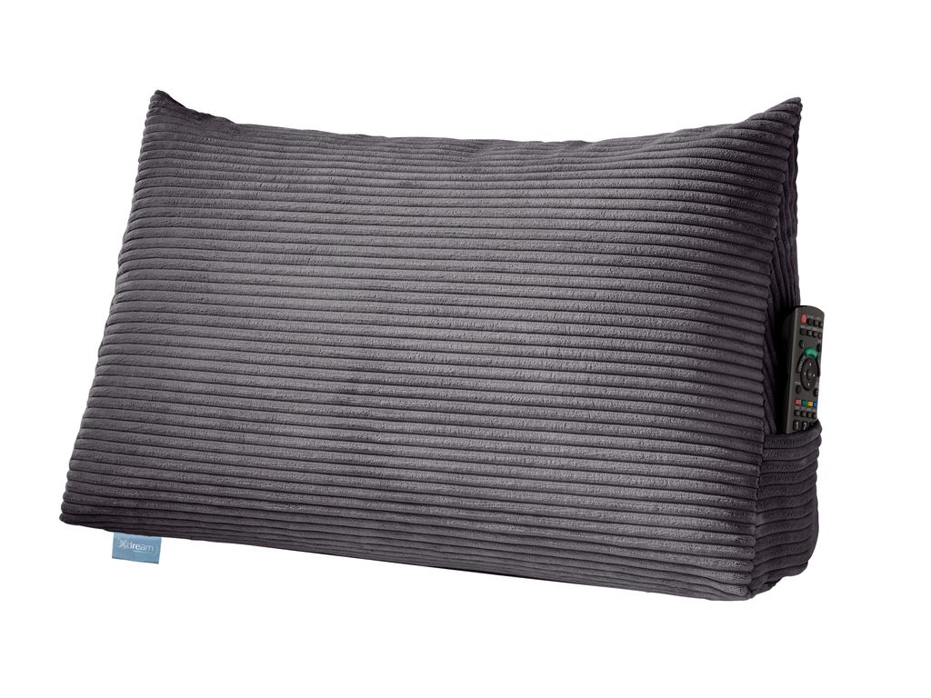 Rückenkissen | Lesekissen für Bett und Sofa | Cord dunkelgrau | 70 x 40 x 20cm | Stabiles Bettsitzkissen | XDREAM