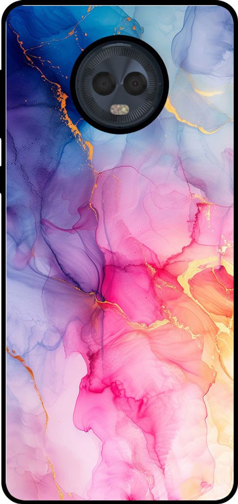 Smartphonica Telefon Fall geeignet für Motorola Moto G6 mit Marmor-Druck - TPU zurück Abdeckung Fall Marmor-Design - Regenbogen