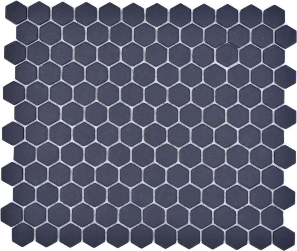 Keramik Mosaik Hexagon schwarz R10B Duschtasse Bodenfliese Mosaikfliese Küche Bad Boden