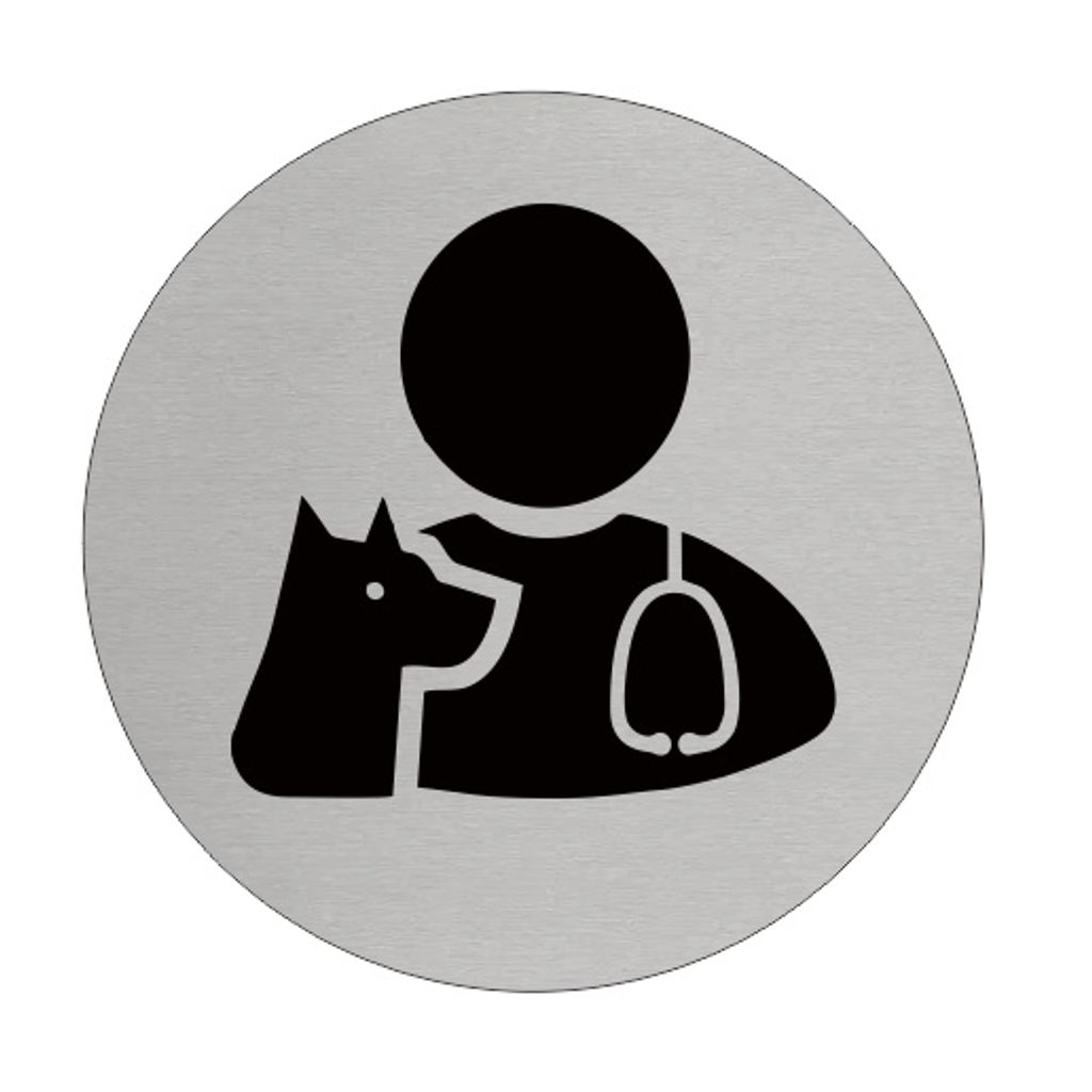 CombiCraft Aluminium Türschild 'Tierarzt' - Ø75mm mit 3M-Klebeband