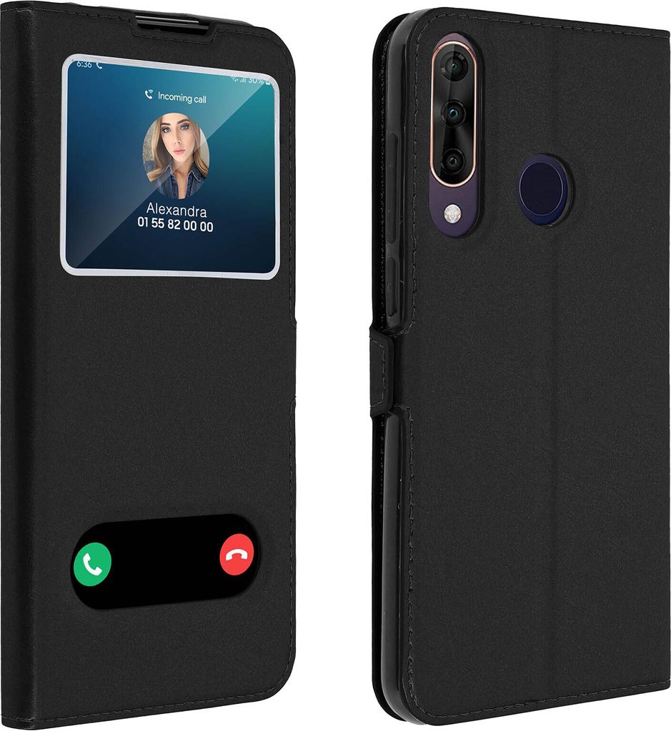 Avizar, Wiko View 3 Pro Flip Cover Doppelfenster & Standfunktion, Schwarz