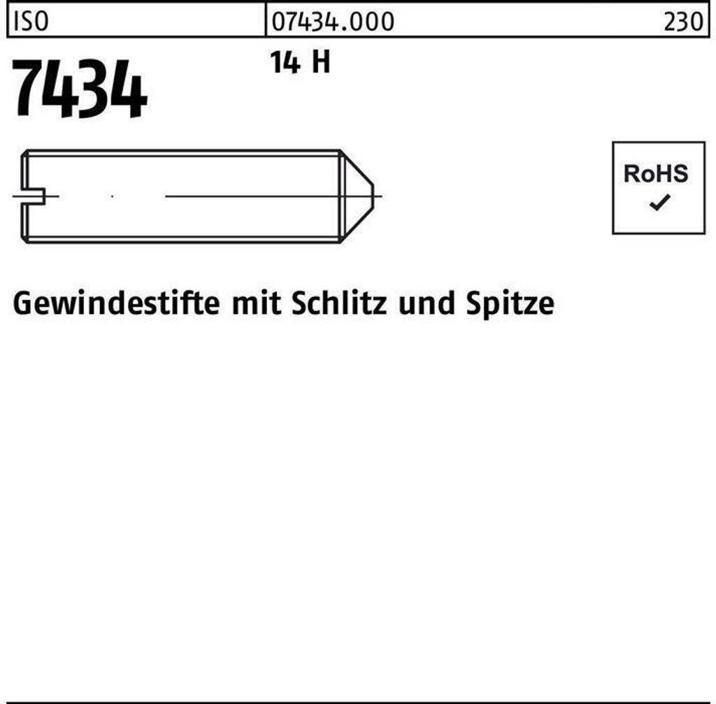 Reyher Gew.stifte mit Schlitz ISO 7434 14 H M 8 x 20 (100 Stück)