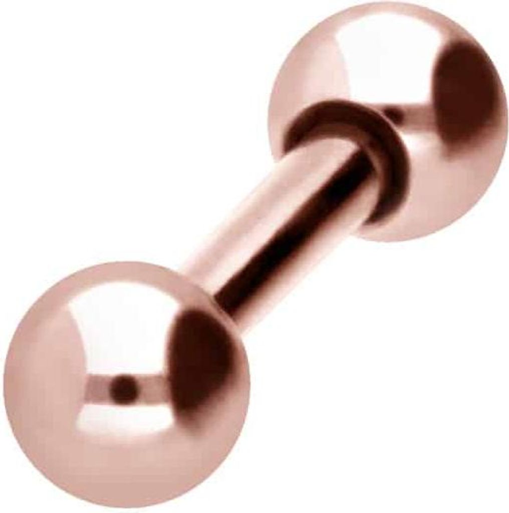 Zungenpiercing, Intim-Piercing Titan Barbell mit Innengewinde RoséGold Stablänge: 5mm | Stabstärke: 1,2mm