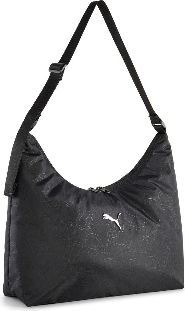 PUMA Schultertasche Pop Slouchy Hobo Bag Puma Black - Puma Script AOP schwarz