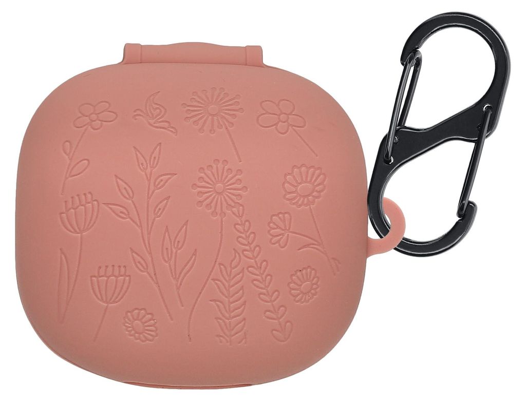 kwmobile Silikon Case für Anker soundcore P40i Hülle - Kopfhörer Schutzhülle mit Karabiner - Geprägtes Muster Dark Rose