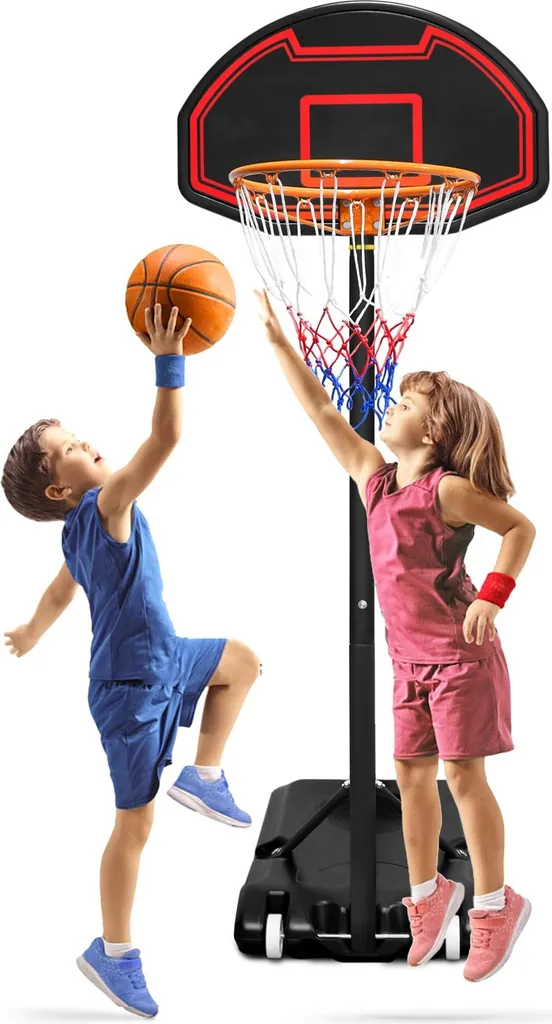 Panier de Basket Mobile 2m10 avec Roulettes et Hauteur de Jeu Variable
