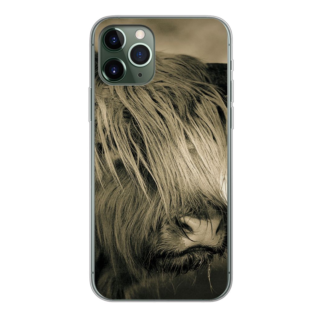 MuchoWow Handyhülle Schutzhülle Hülle für iPhone 11 Pro Schottischer Highlander - Tiere - Haare Silikon Softcase Handy Hülle - Handy