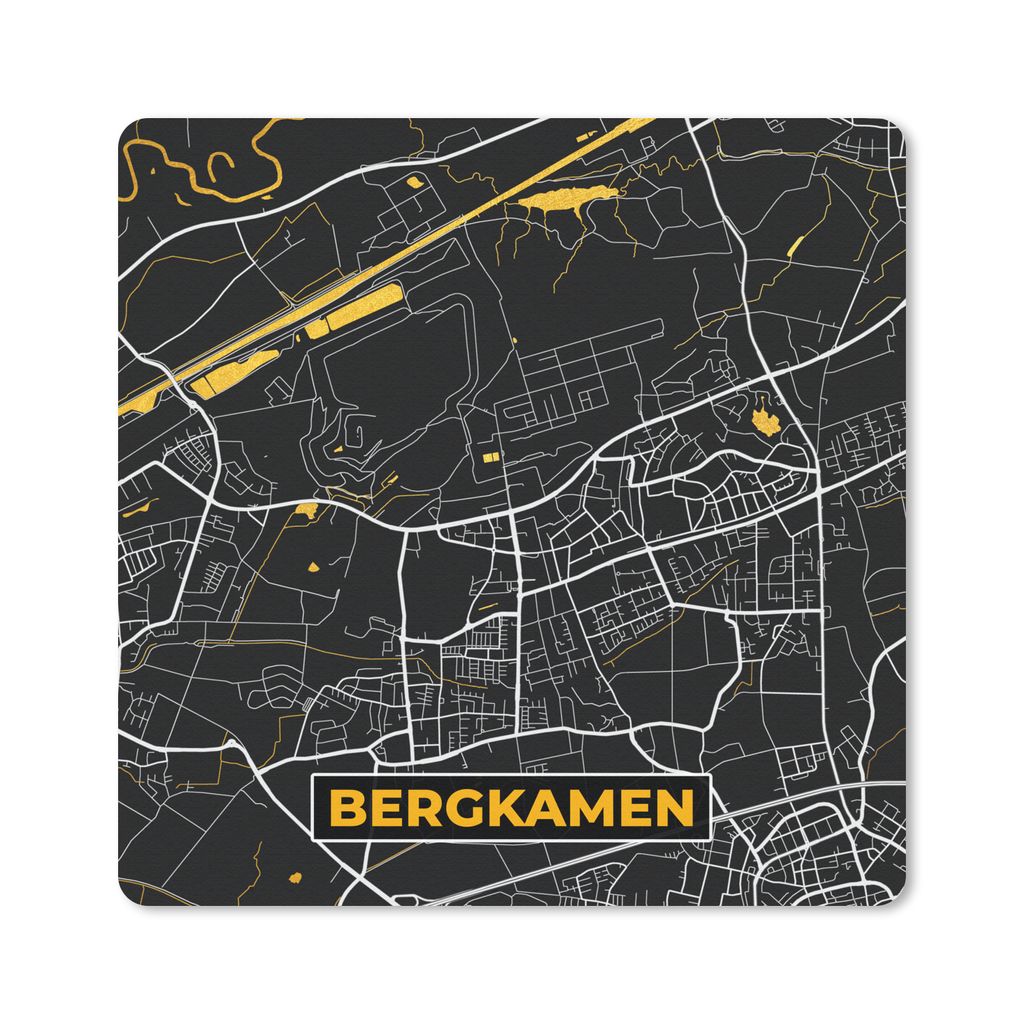 MuchoWow Mauspad Mousepad Deutschland - Schwarz und Gold - Bergkamen - Stadtplan - Karte 30x30 cm - Mousepads - Maus Mat - Pad - Mausunterlage - ...