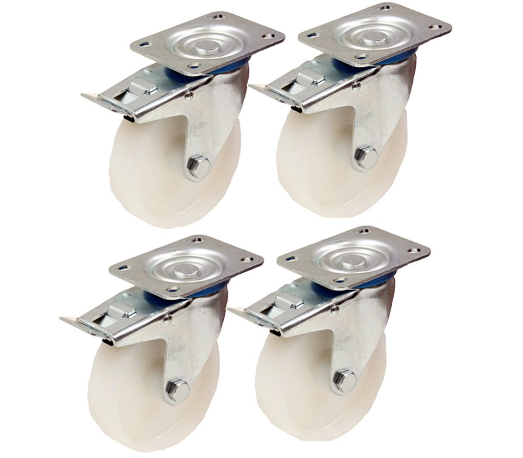 150mm 6" Zoll Nylon-Rollen - Schwerlast-Lenkrollen mit Bremse, 300kg pro Stück -