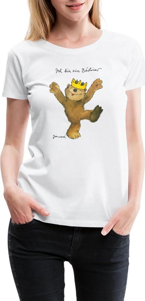 Spreadshirt Janosch Kleiner Bär Ich Bin Ein Bärliner Frauen Premium T-Shirt, XXL, Weiß