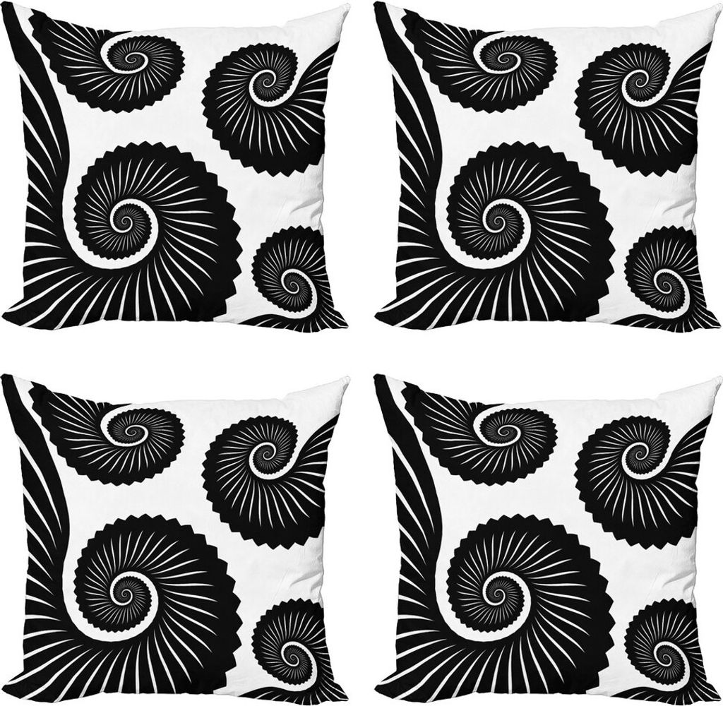 ABAKUHAUS Tintenfisch Kissenbezug Set (4 Stück), Riesige Tentakel Kunstdruck, Moderner Doppelseitiger Digitaldruck, 50 cm x 50 cm, Weiß und Dunke...