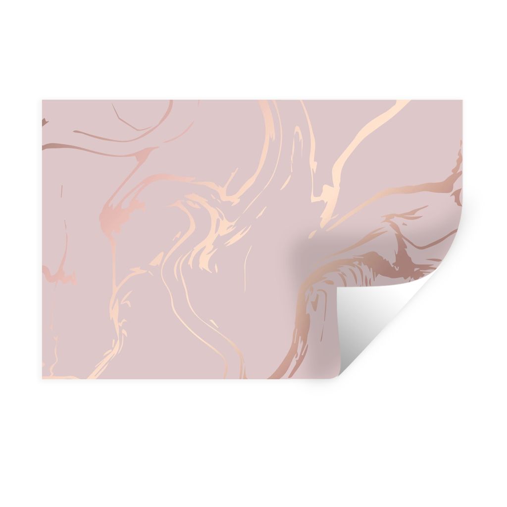 MuchoWow Wandtattoo Wandsticker Wandaufkleber Marmor - Roségold - Linie 120x80 cm Selbstklebend und Repositionierbar - Selbstklebend - Fototapeten
