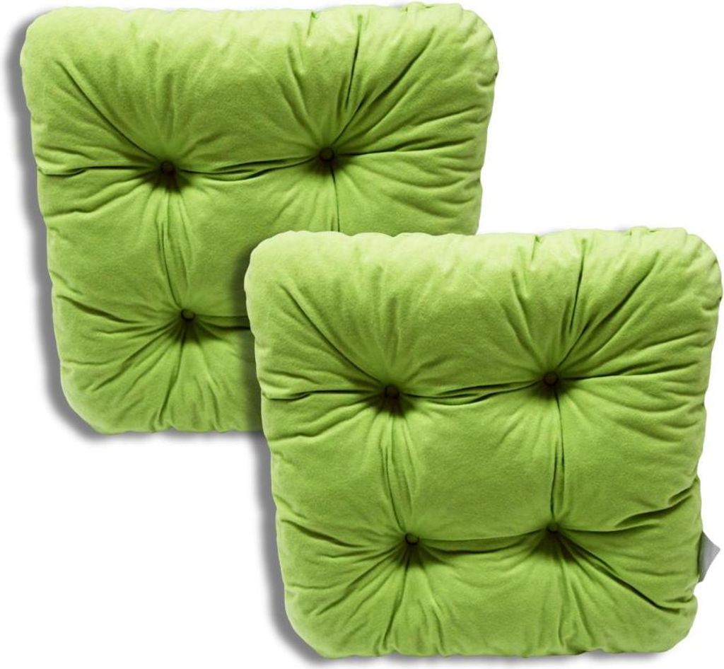 2er-Set Gepolsterte Stuhlkissen Grün 38x38x8 cm - 1229 Produktbild 