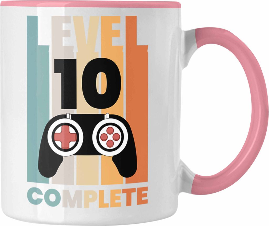 Trendation - 10. Geburtstag Jungen Jungs Tasse 10er Gamer Kinder 10. Level Zocker Geschenkidee (Rosa)
