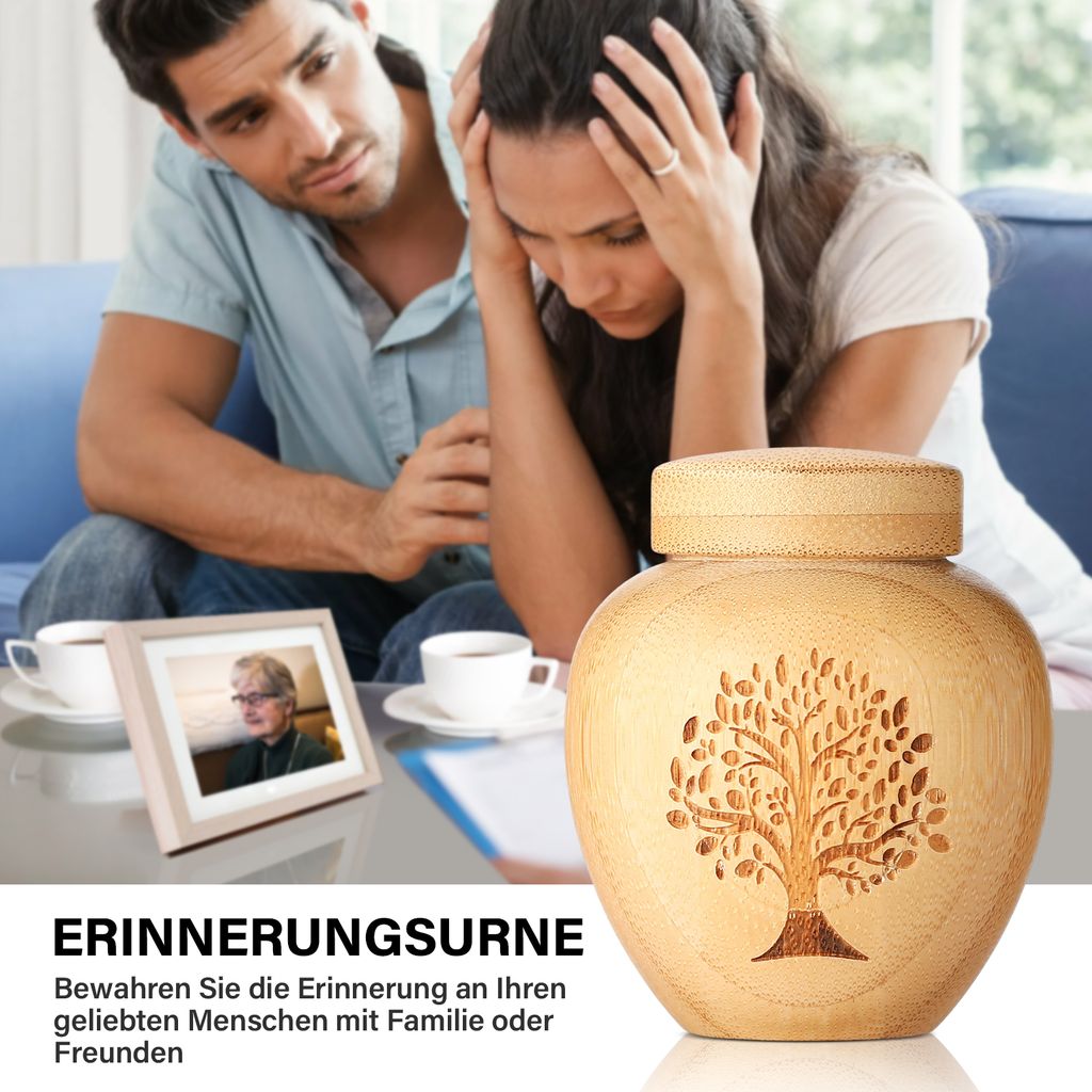Kleine Urne fr Menschliche Asche aus Bambus, 1 Stck