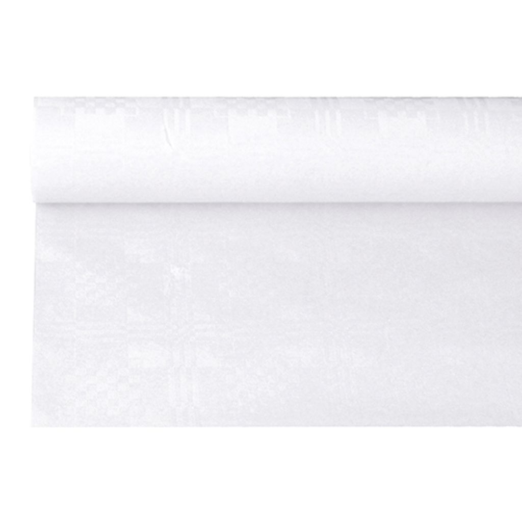 Papstar Papiertischtuch mit Damastprägung 6 m x 1,2 m weiss Produktbild 
