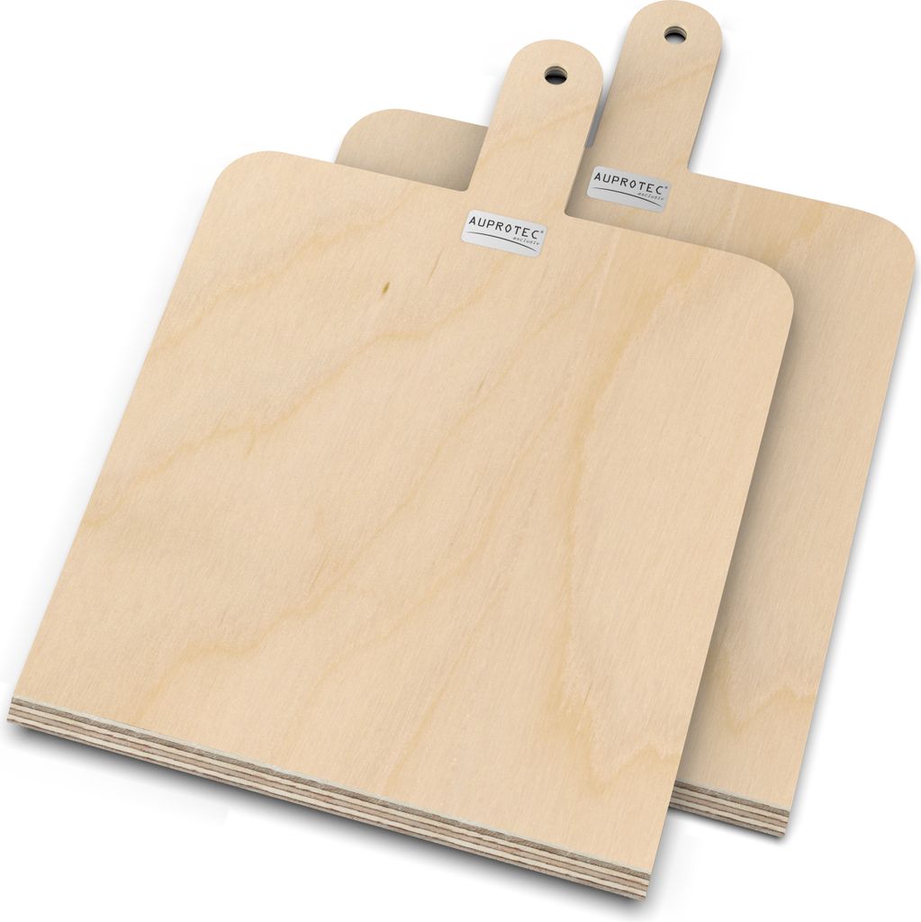 2er Set AUPROTEC Pizzaschaufel Modell Danny: Größe XXL 48 x 32 cm Holz Pizzaschieber Pizzabrett