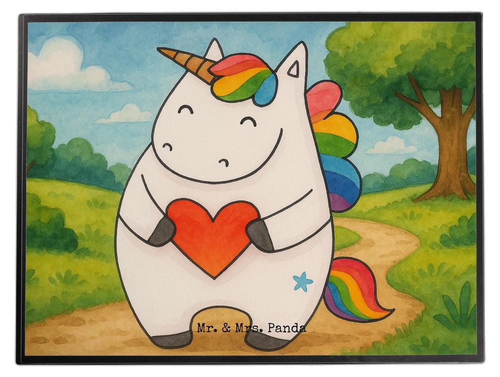 Mr. & Mrs. Panda Schreibunterlage Einhorn Herz Design - Weiß - Geschenk, schreibtischunterlagen, böse, tischpad, Unicorn, Einhörner, schreibtisc...