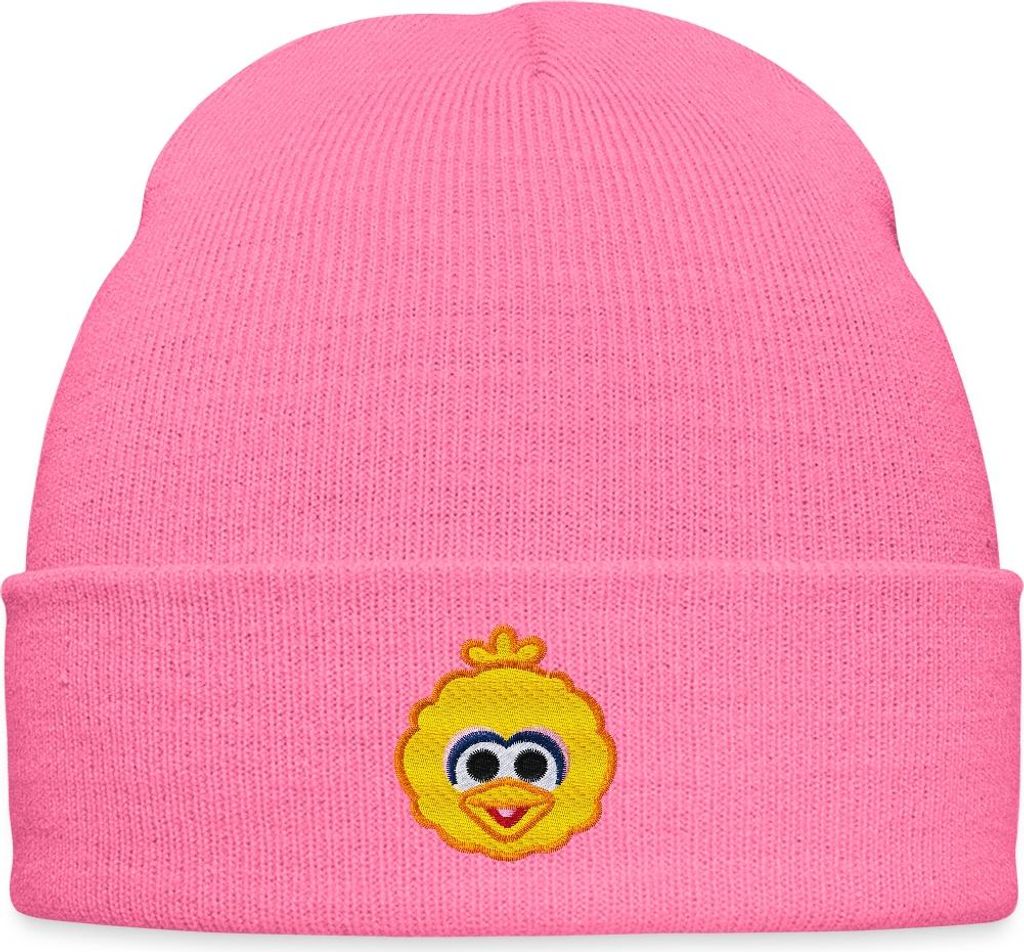 Spreadshirt Sesamstraße Bibo Als Stickmotiv Bestickte Wintermütze, One size, Pink