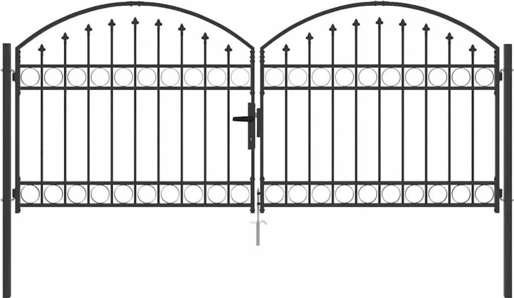 Portail en acier robuste gris 301 cm de large avec système de verrou
