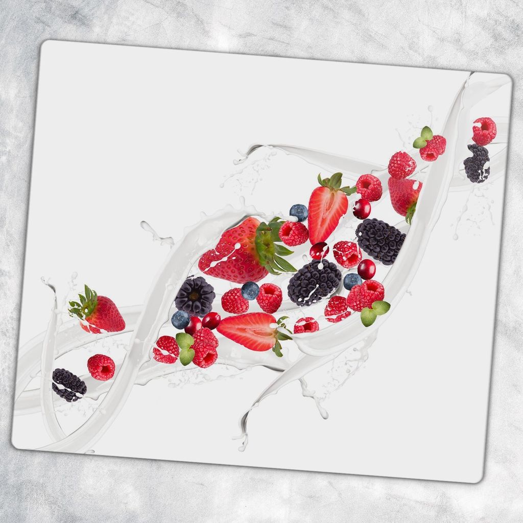 Glas-Herdabdeckplatten Glaskeramikkochfeld-Abdeckung Spritzschutz Glas 60 cm x 52 cm - Obst Splash