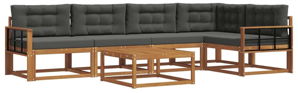 vidaXL Outdoor-Sofagarnitur mit Kissen 6 pcs Natur und Anthrazit