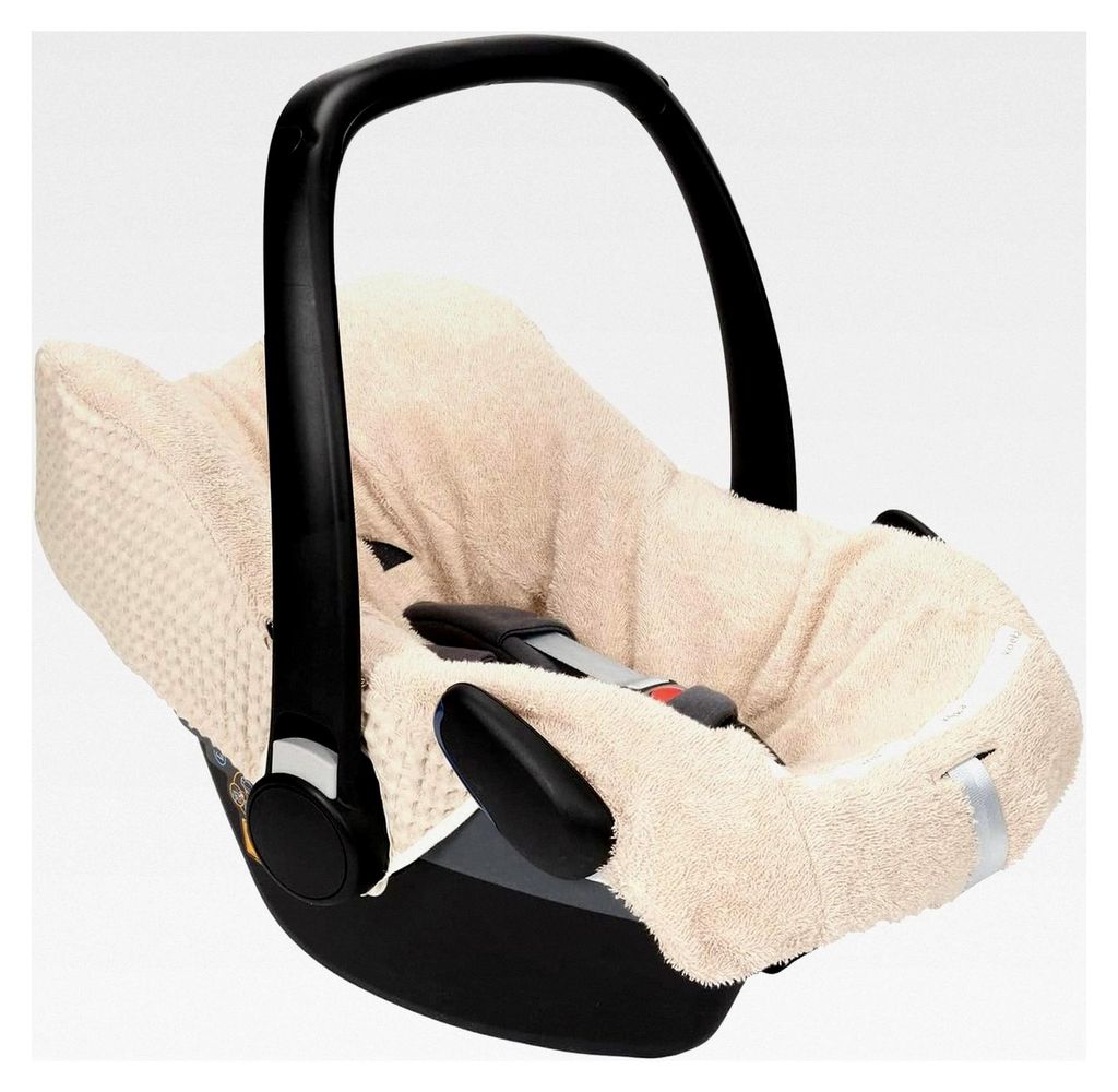 Bezug für Babyschale - Schonbezug - Waffelstoff aus Baumwolle - Abwaschbar - Beige - Einheitsgröße