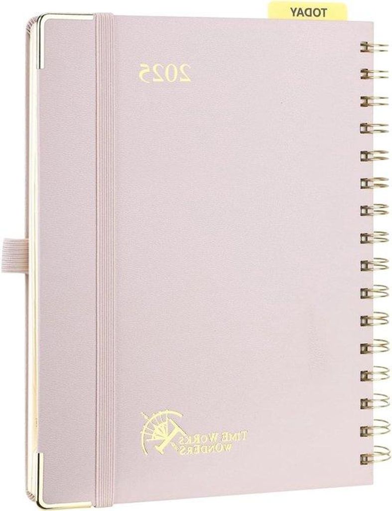 Wochenplaner 2025 - 12 Monate Jan-Dez - 215 x 16 cm - Hartes Umschlag - Pastellrosa