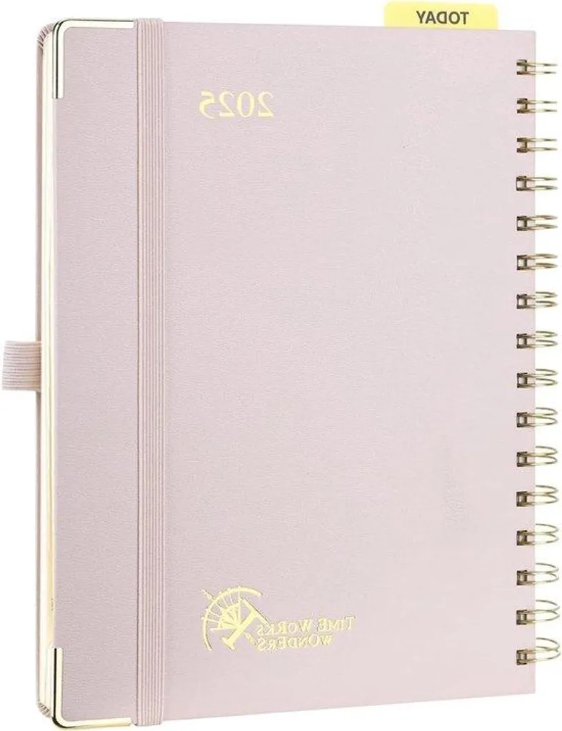 Agenda 2025 couverture rigide rose pastel - Semainier 12 mois 21,5x16 cm