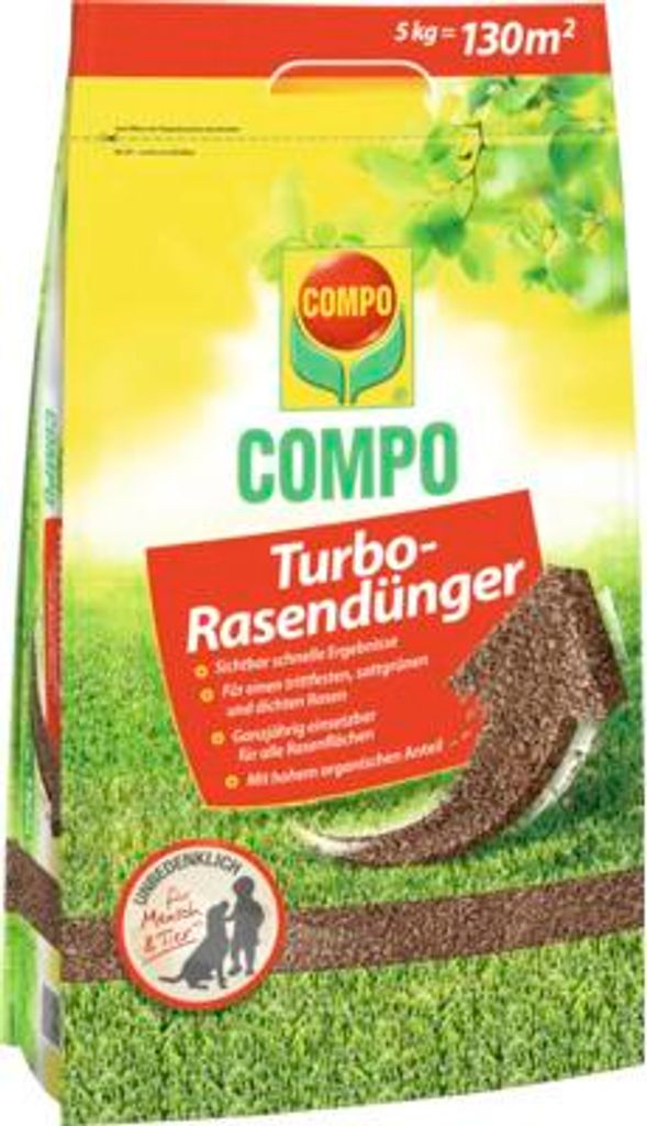 COMPO Turbo nawóz do trawników 130 m² - 5 kg Zdjęcie produktu 