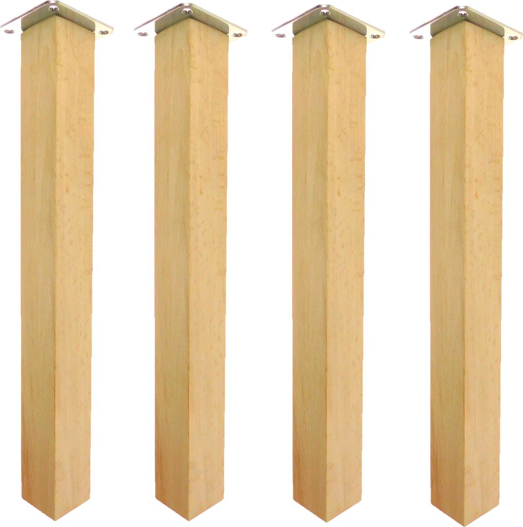 Holzbein für Tisch, quadratisch, 7 x 7 cm, unbehandelt, 72 cm, mit Holzverkleidung, Befestigung